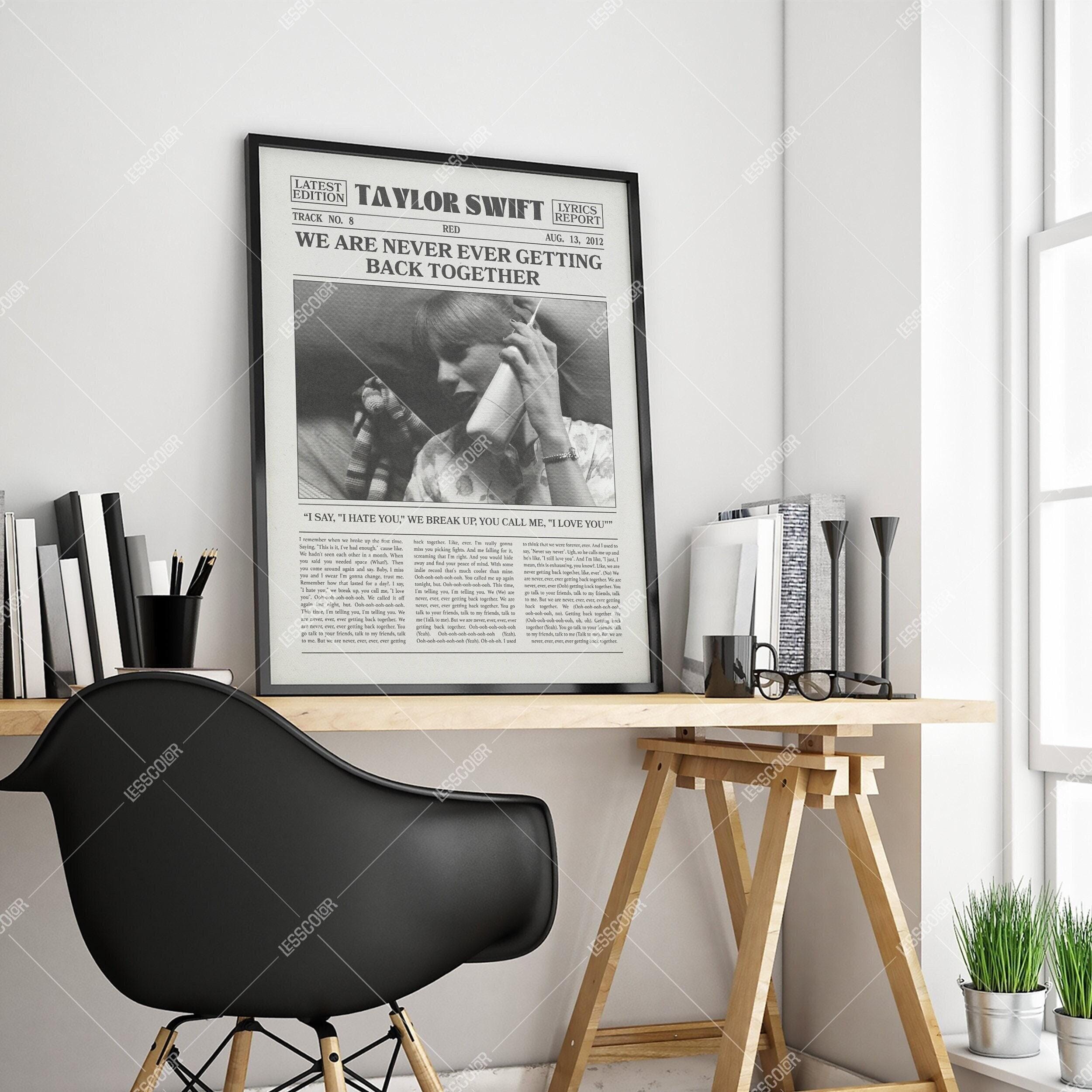 Taylor Swift Retro Newspaper Print, We Are Never Ever Getting Back Together Poster