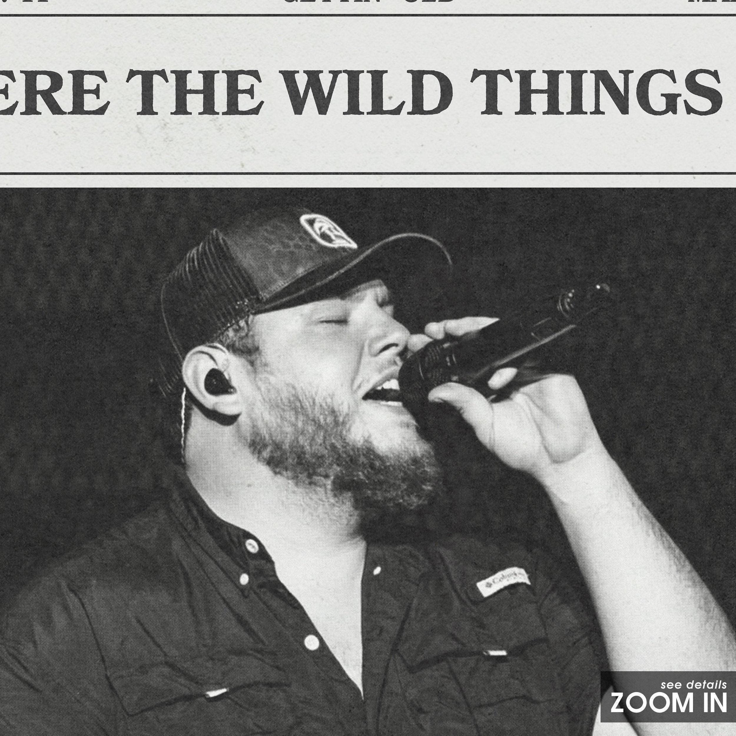 Luke Combs Retro Newspaper Print, Where the Wild Things Are Poster