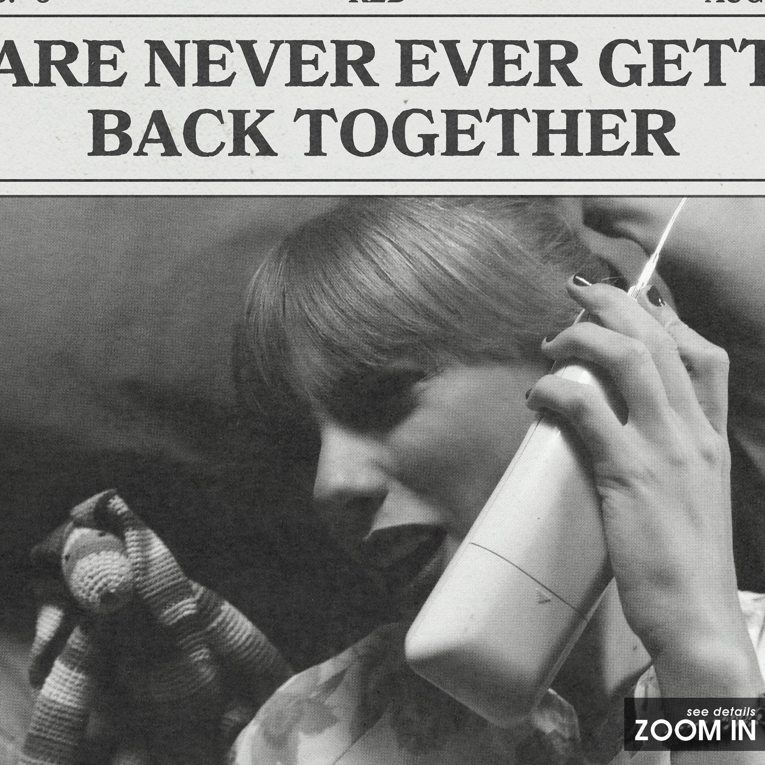 Taylor Swift Retro Newspaper Print, We Are Never Ever Getting Back Together Poster