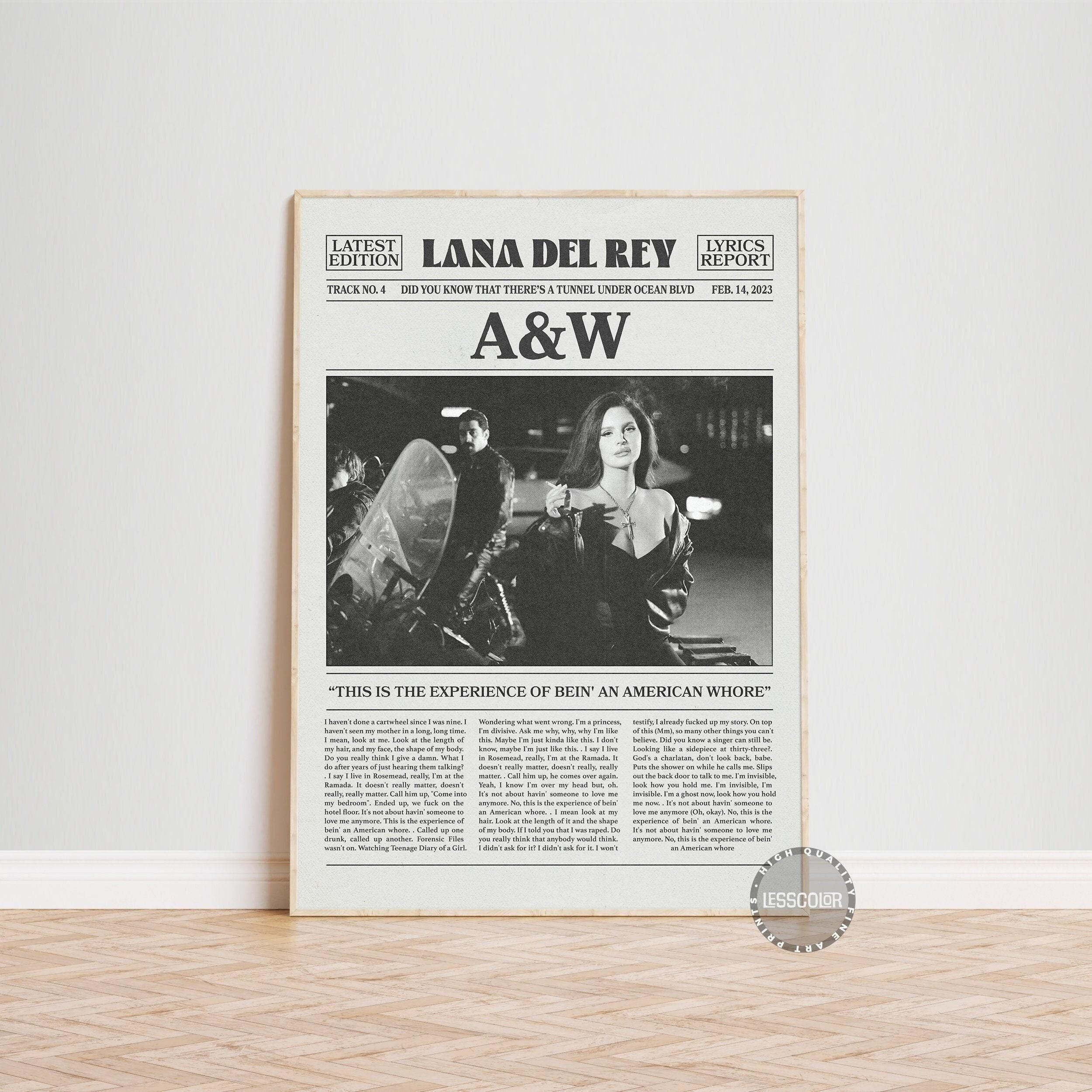 Lana Del Rey Retro Newspaper Print, A&W Poster