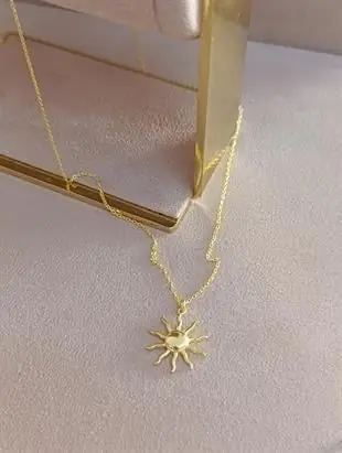 Güneş Figürlü Kolye 925 Ayar Gümüş