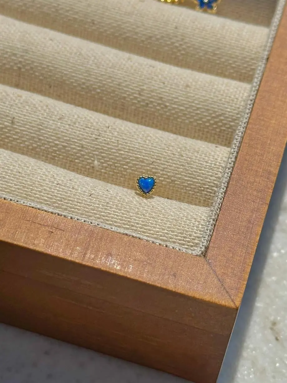 Opal Taşlı Piercing 925 Ayar Gümüş