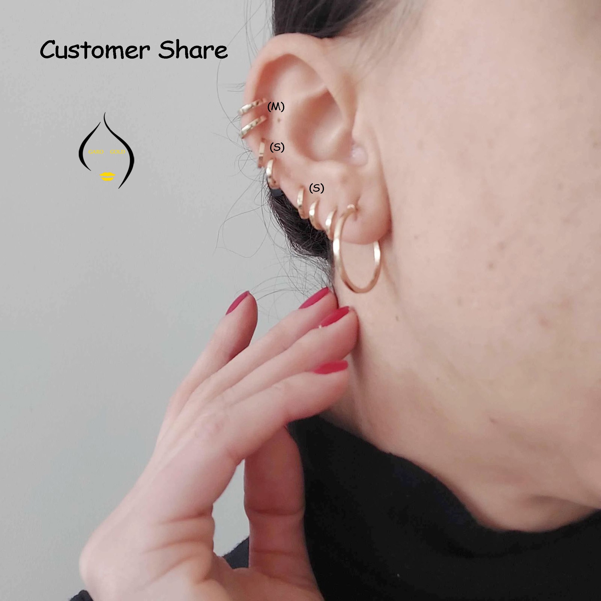 14 Ayar Altın Kıkırdak Küpe Tragus Piercing Hoop Huggie