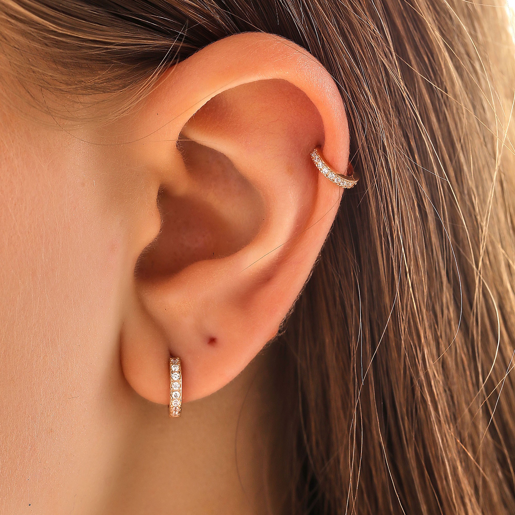 Rose Gold 14 Ayar Halka  Kıkırdak Küpe Roze Tragus Küpe