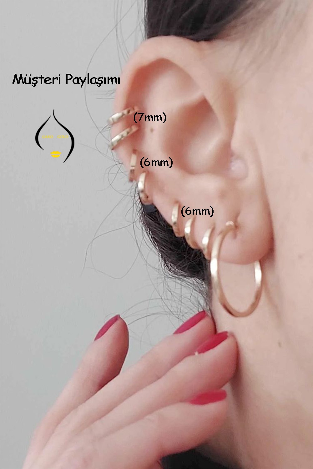 Rose Gold 14 Ayar Halka Kıkırdak Küpe Roze Tragus Piercing