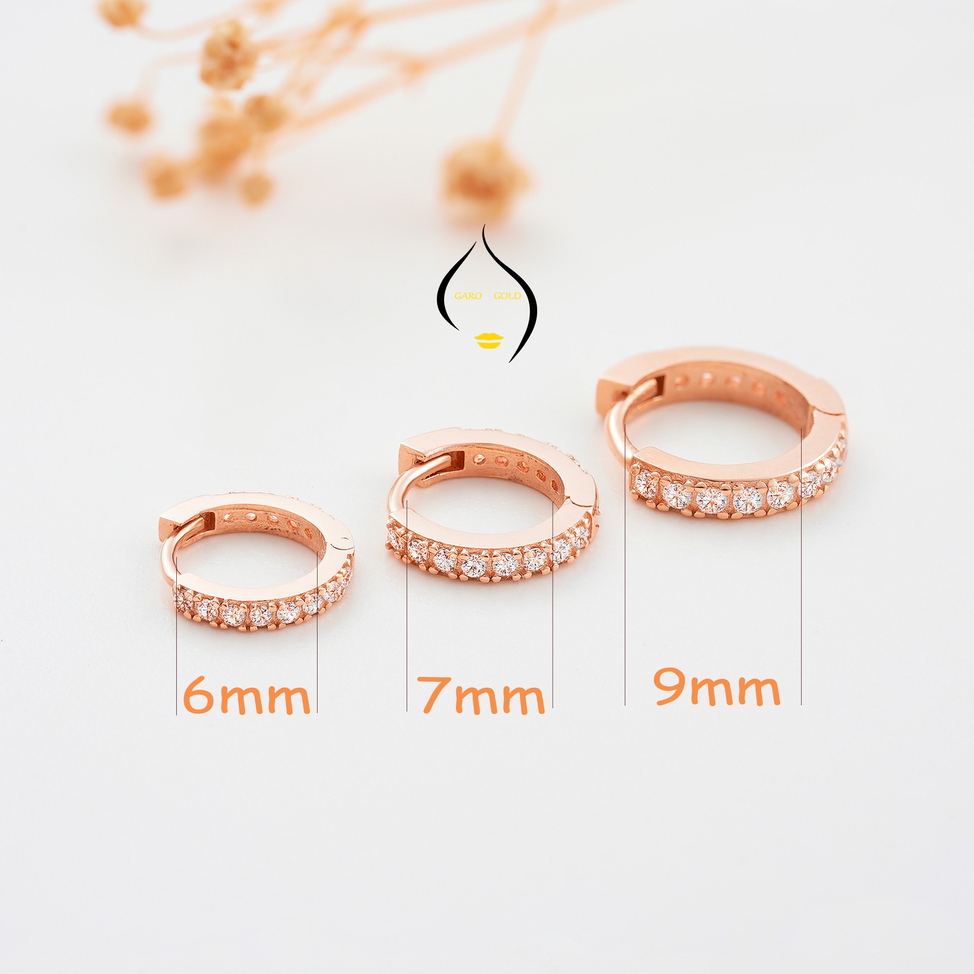 Rose Gold 14 Ayar Halka  Kıkırdak Küpe Roze Tragus Küpe