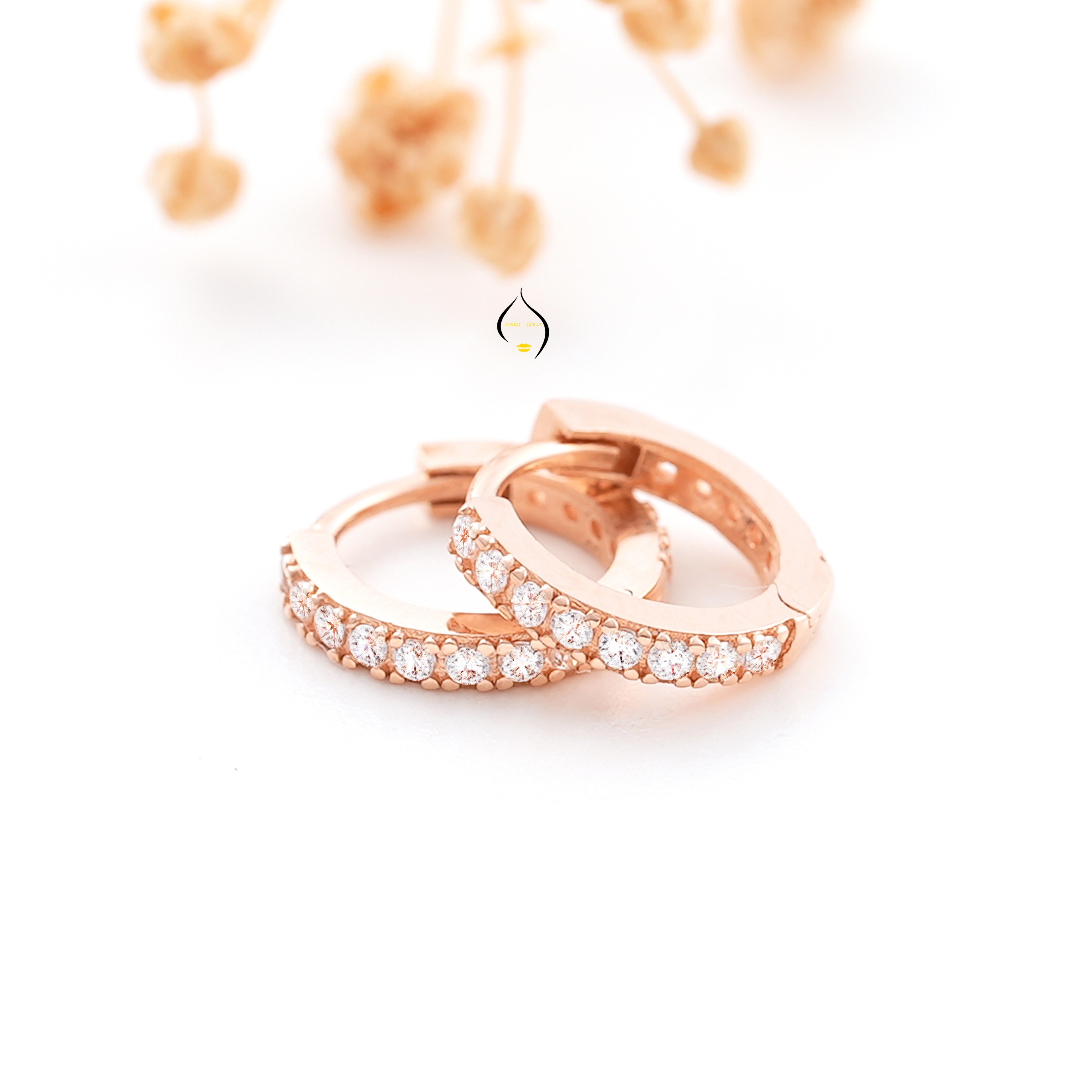 Rose Gold 14 Ayar Halka  Kıkırdak Küpe Roze Tragus Küpe