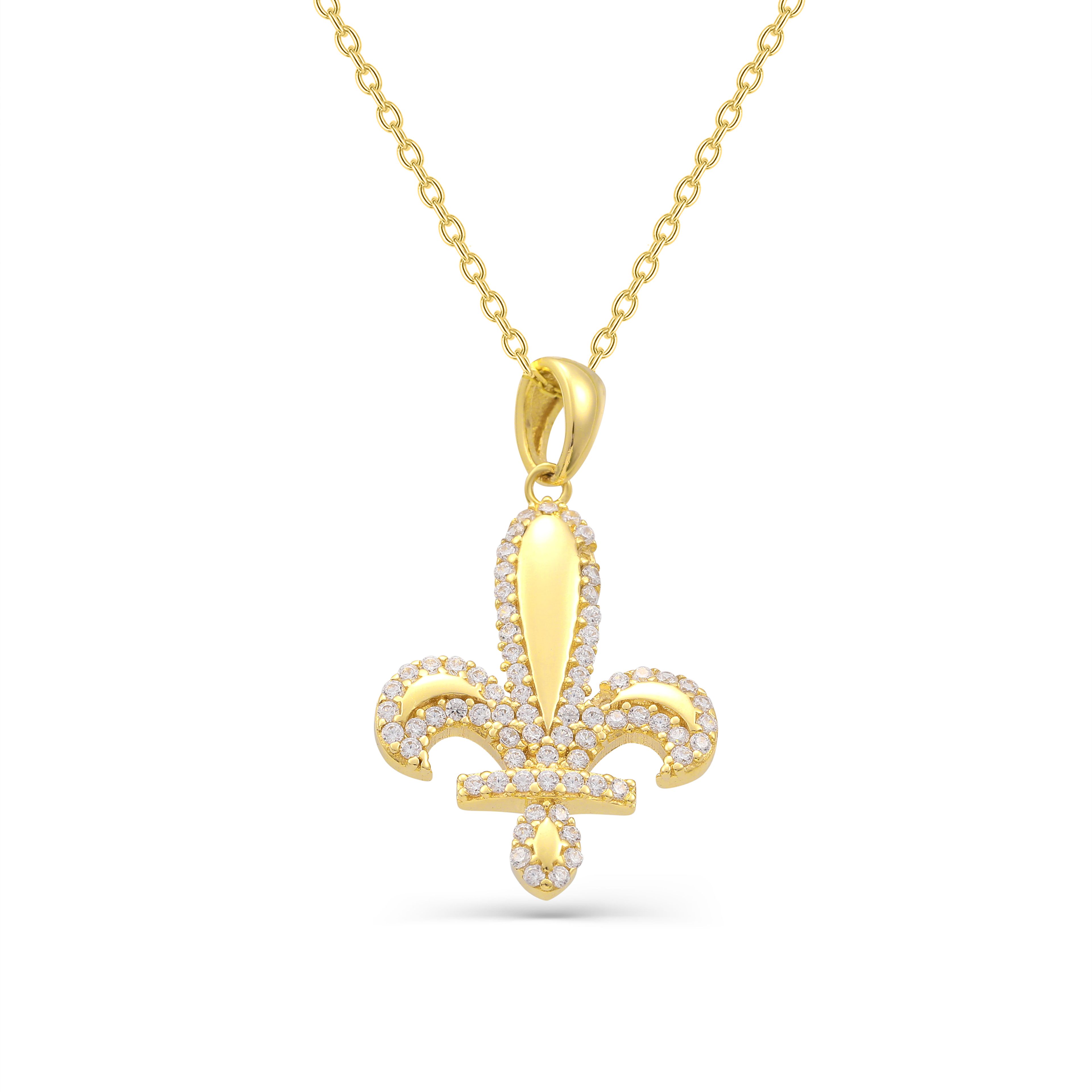 Garogold Zambak Kolye Ucu 14ayar Altın Fleur De Lis Pendant, 1,85gr SKYL01