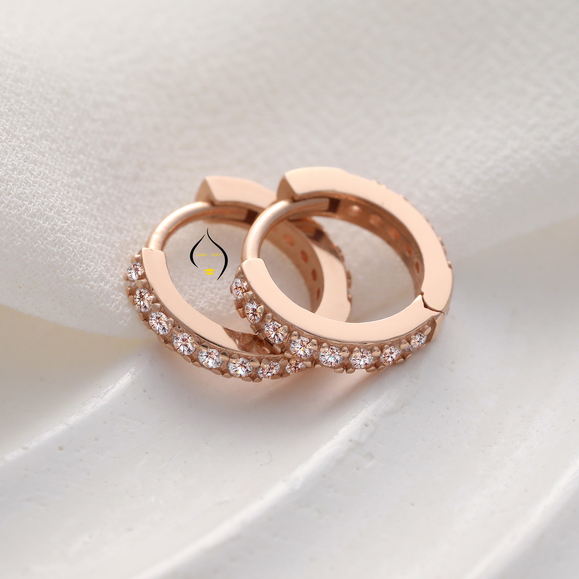 Rose Gold 14 Ayar Halka  Kıkırdak Küpe Roze Tragus Küpe