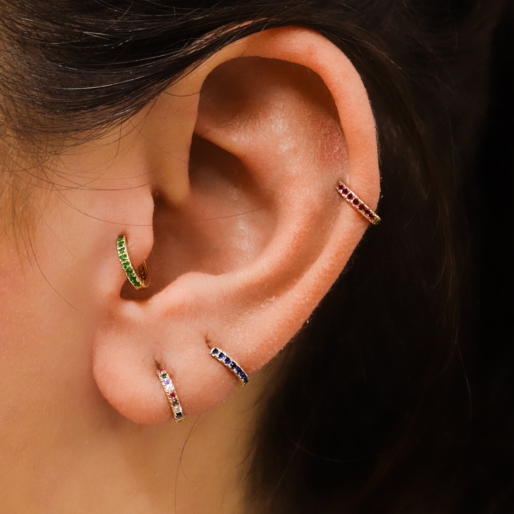 Gökkuşağı Piercing Halka Küpe Rainbow Minimalist Kıkırdak Küpe