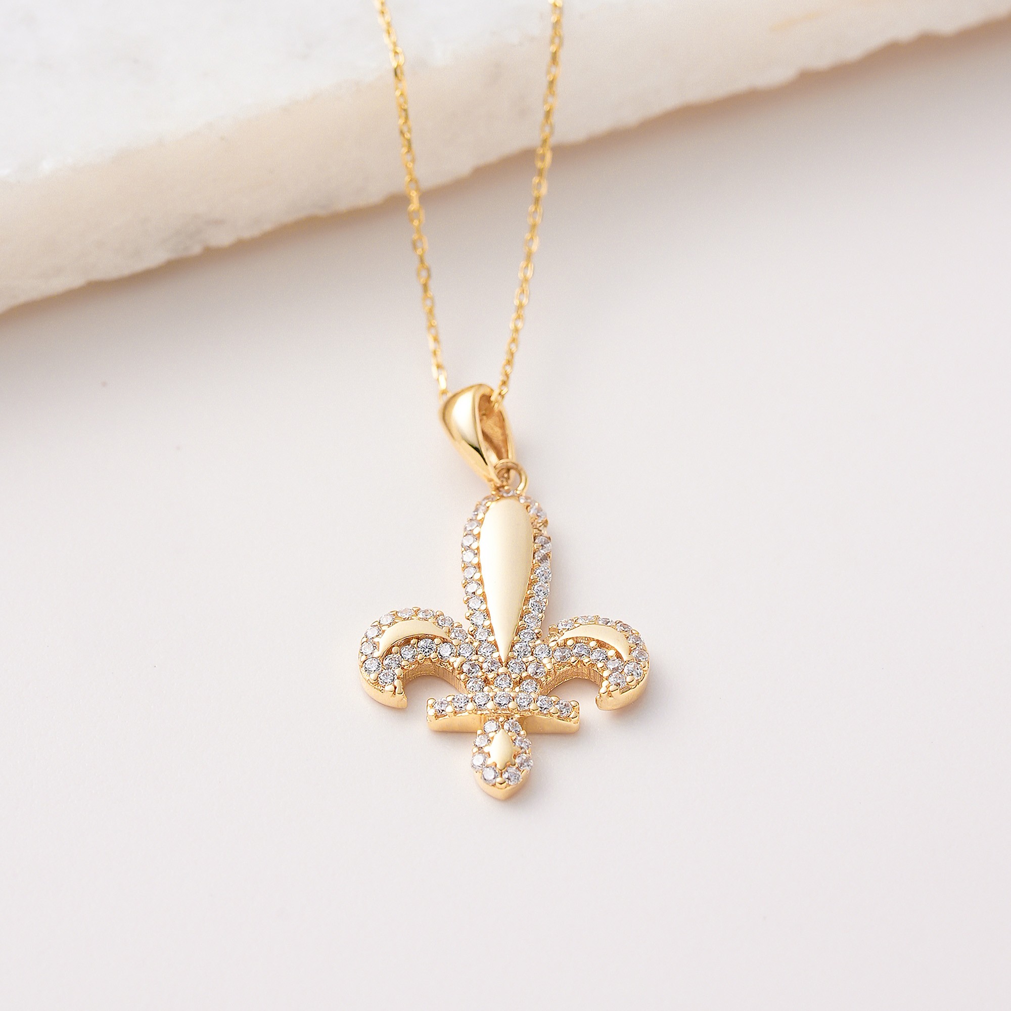 Garogold Zambak Kolye Ucu 14ayar Altın Fleur De Lis Pendant, 1,85gr SKYL01