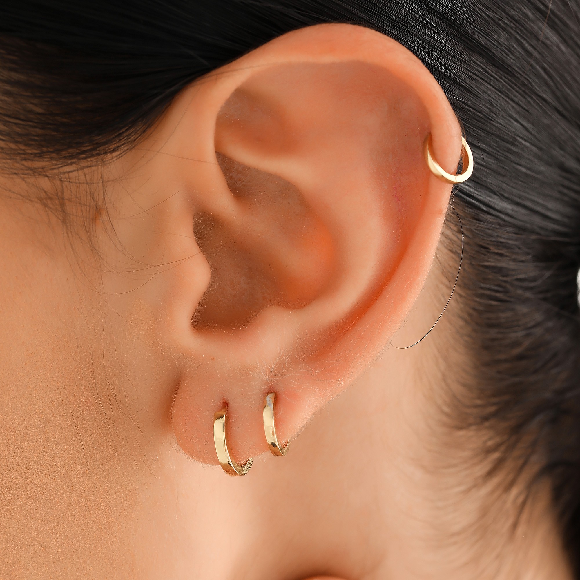 14 Ayar Altın Kıkırdak Küpe Tragus Piercing Hoop Huggie