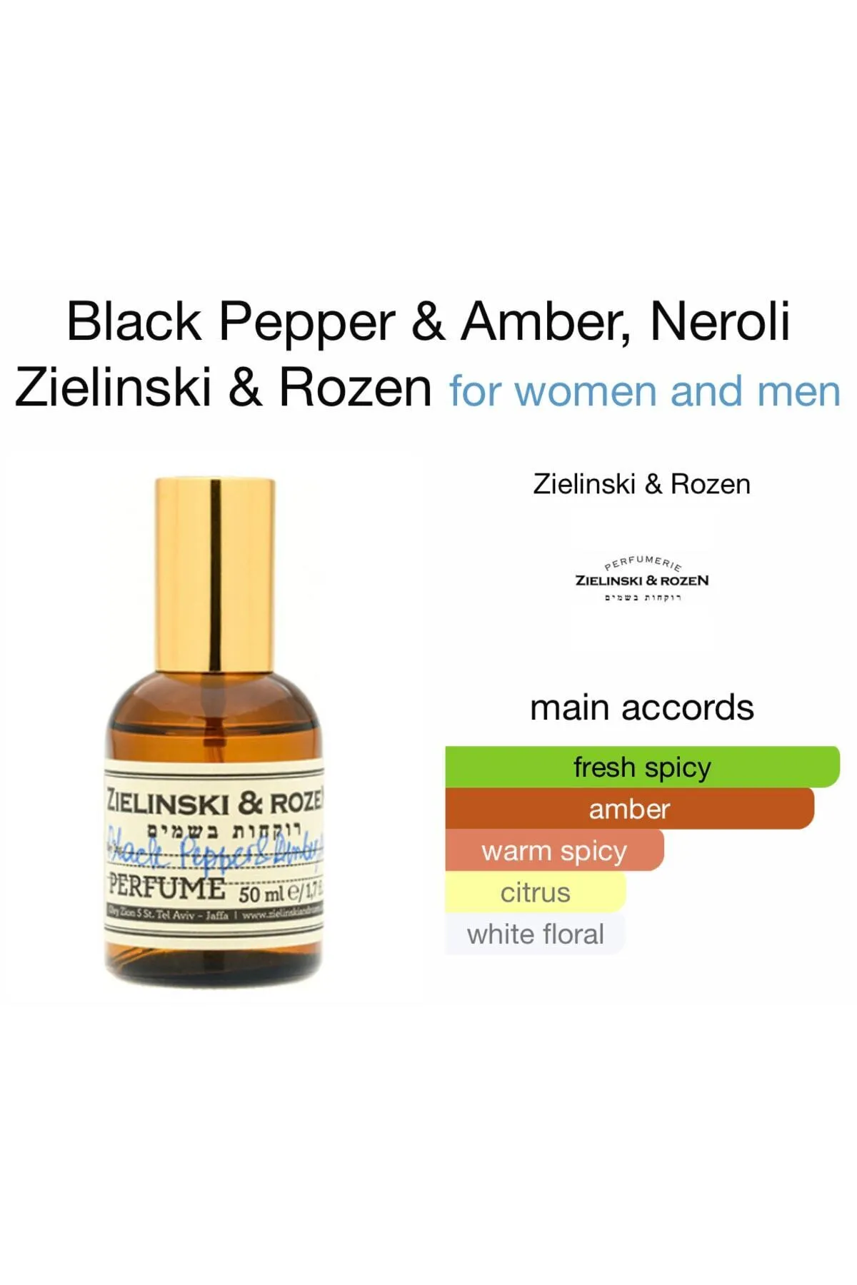Zielinski & Rozen Black Pepper , Amber , Neroli 50 ml perfume