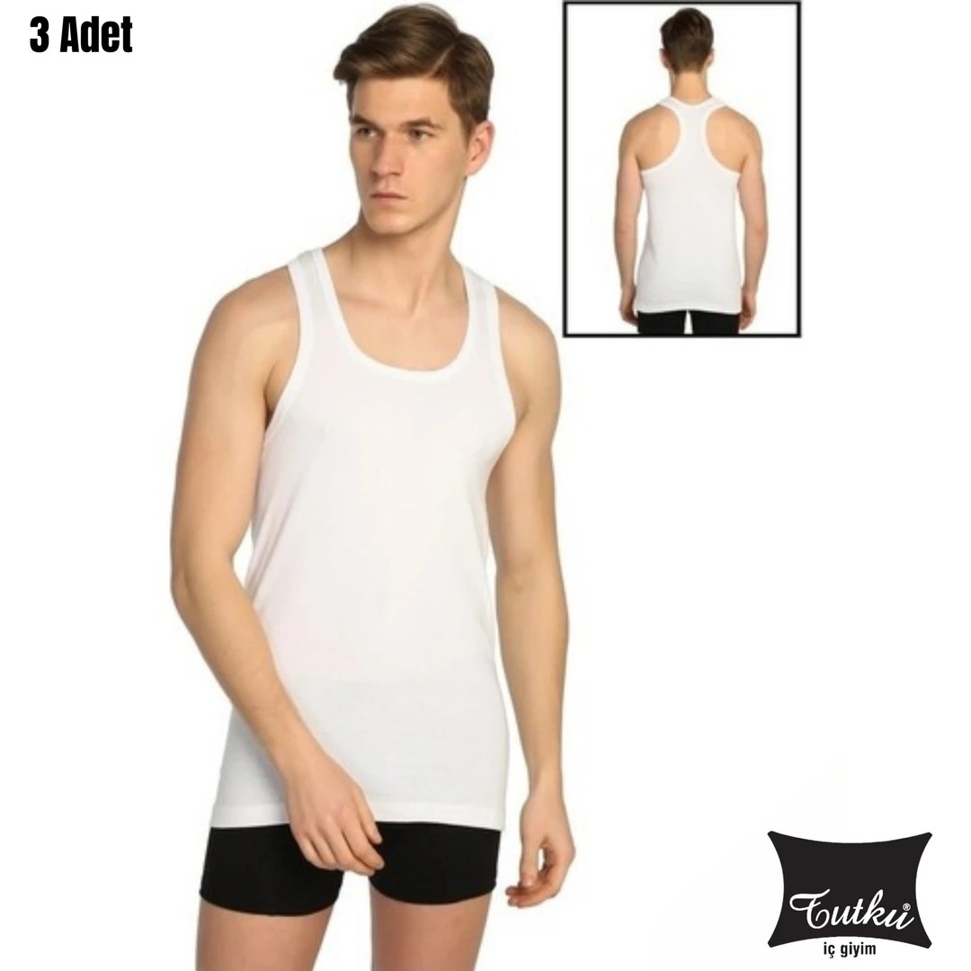 Tutku Erkek Rambo Spor Atlet 3'lü Paket - Beyaz