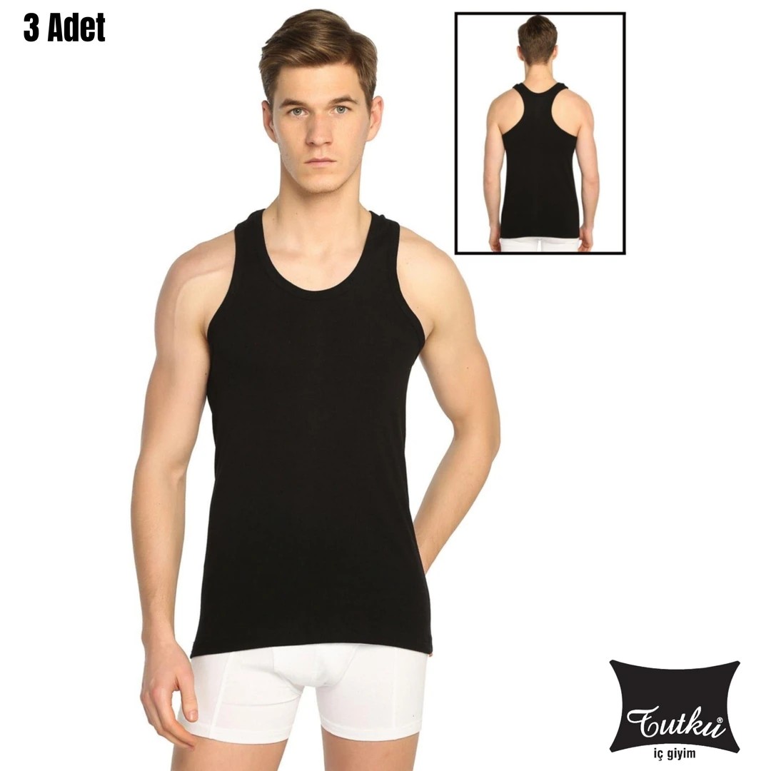 Tutku Erkek Rambo Spor Atlet 3'lü Paket - Siyah