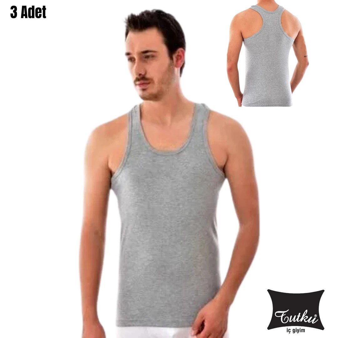 Tutku Erkek Rambo Spor Atlet 3'lü Paket - Gri