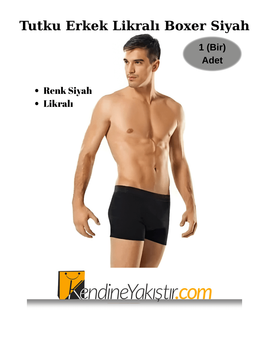 Tutku Likralı Erkek Boxer 1 (Bir) Adet - Siyah