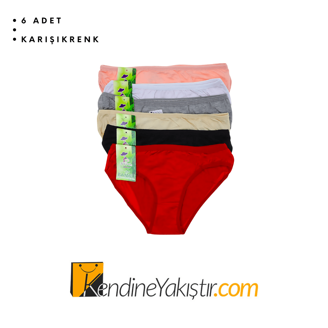 6 Adet Bambu Bato / Bikini Nefes Alan Kumaş Karışık Renk