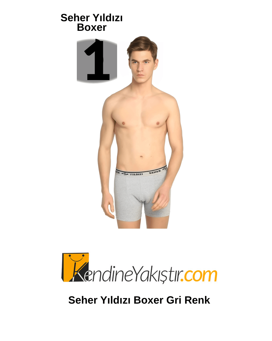 Likralı Erkek Boxer 1 ( Bir ) Adet Tekli Paket - Gri