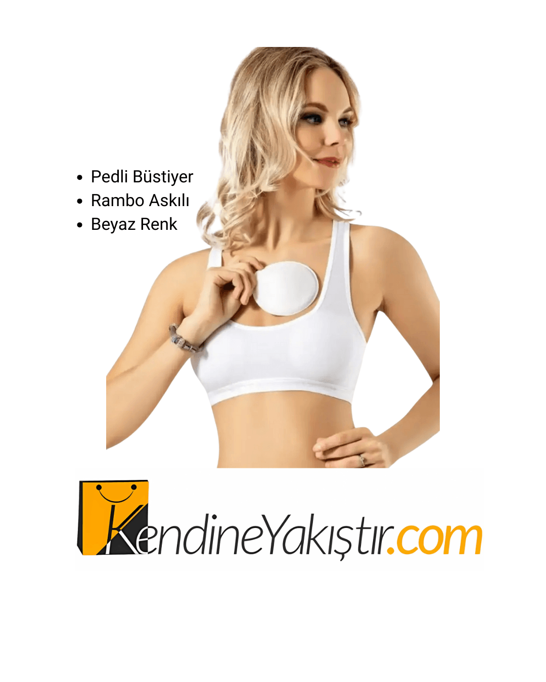 Rambo Askılı Pedli Büstiyer Kota - 6314 Pedleri Çıkarılabilir - Beyaz