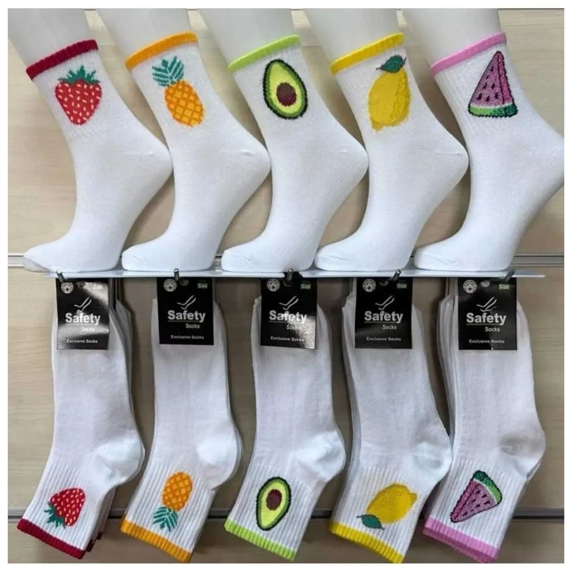 Safety Socks Meyveli Desenli 12'li Kolej Çorap