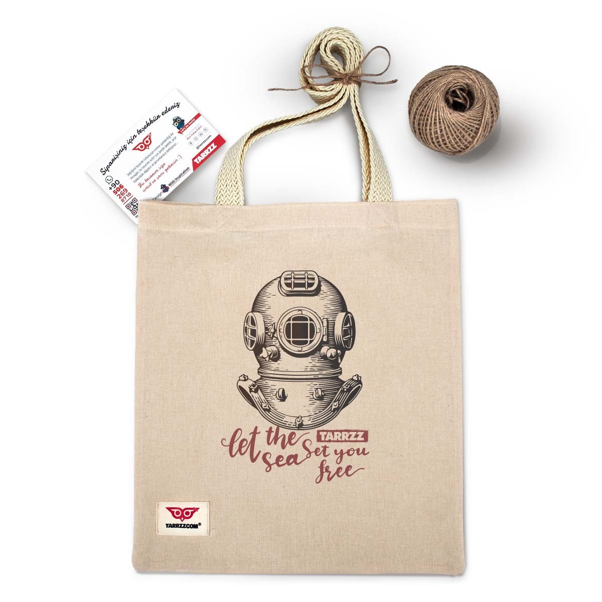 Ham Bez Çanta Tote Bag Antik Dalgıç