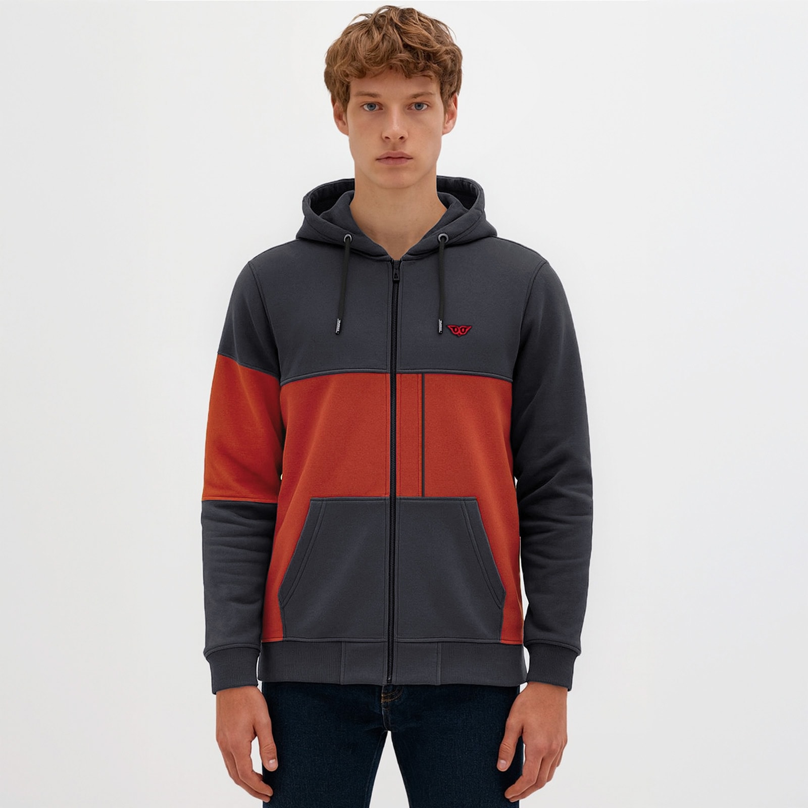 Kapşonlu Fermuarlı Sweatshirt Castor