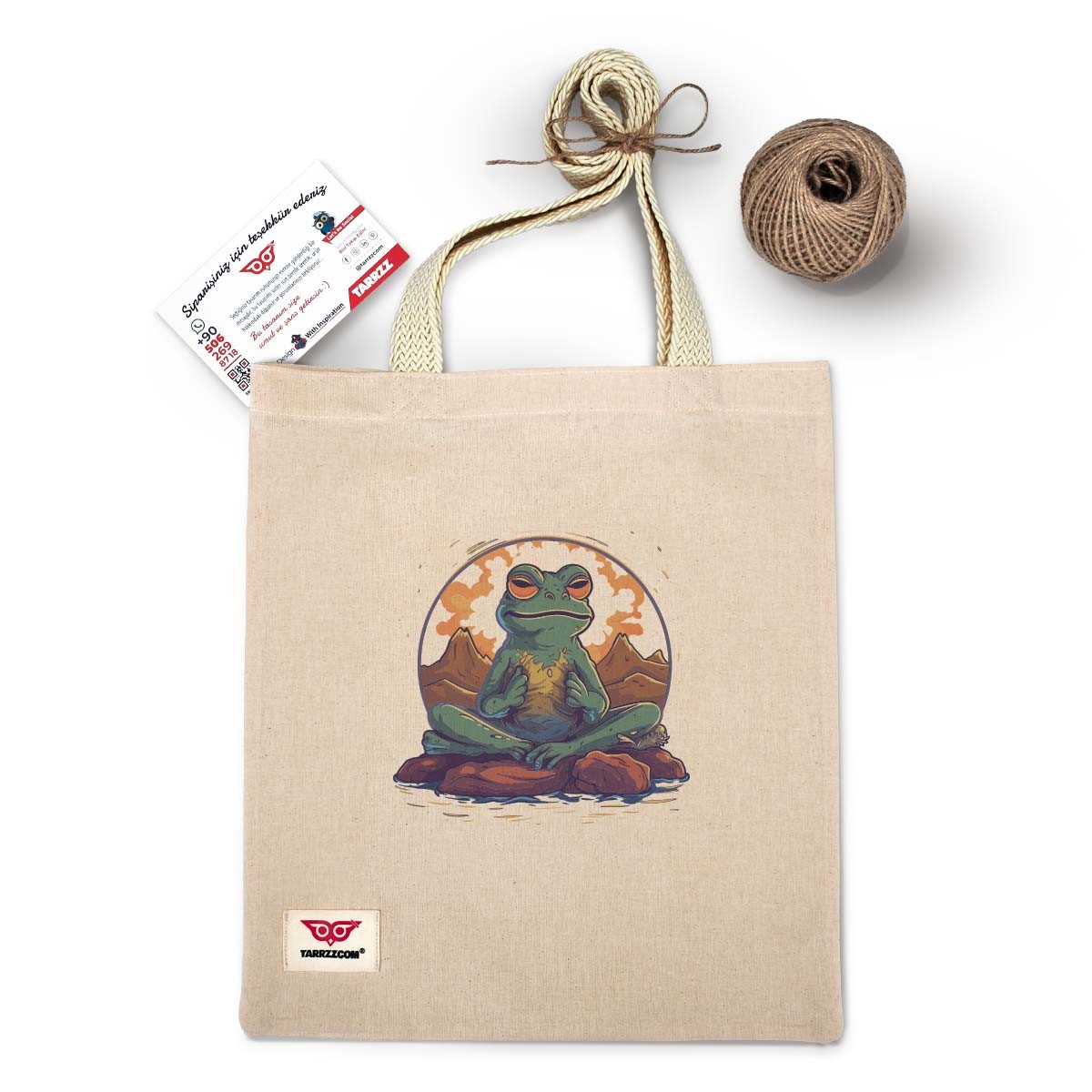 Ham Bez Çanta Tote Bag Frog Sitting On Stone