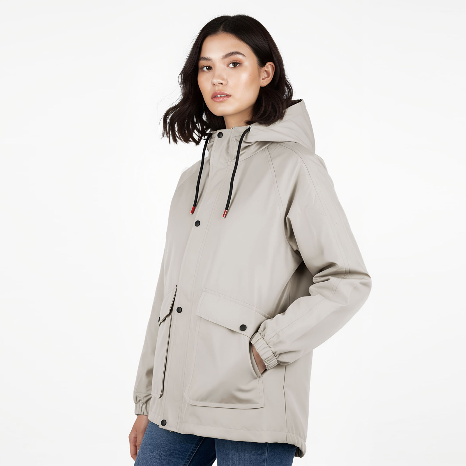 Desert Dune Oversized Zip-Up Hooded Raincoat