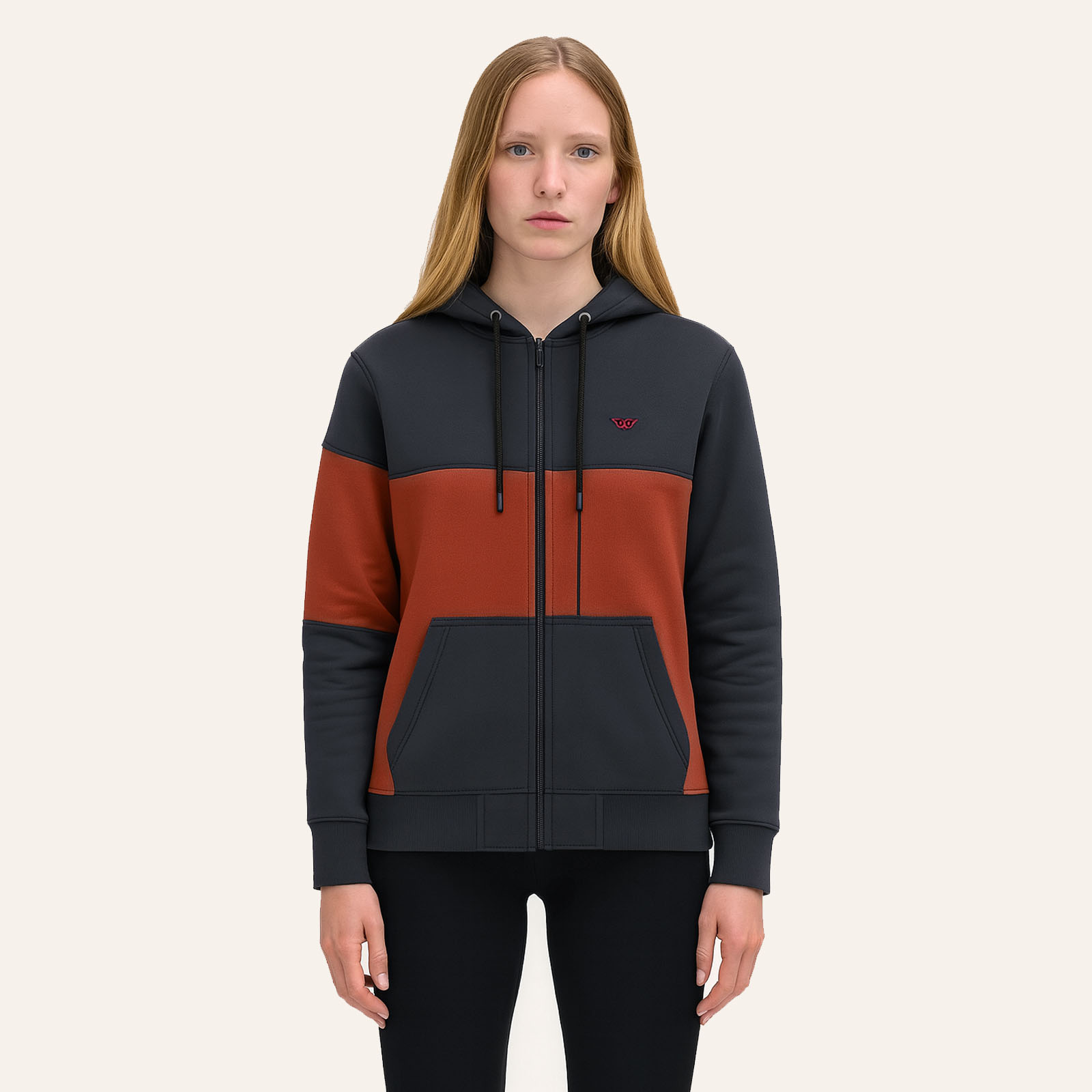 Kapşonlu Fermuarlı Sweatshirt Castor