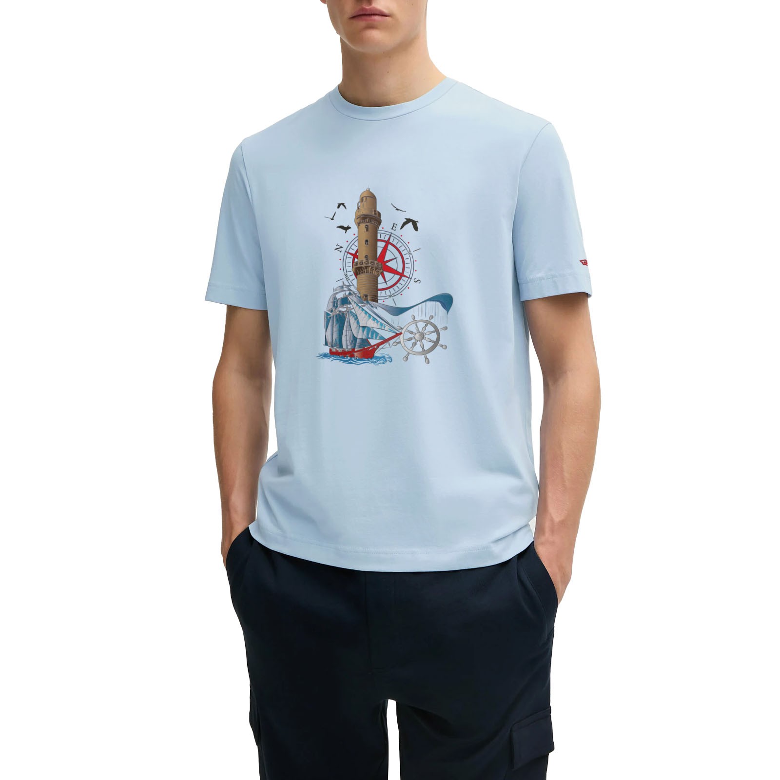 Lighthouse and Sailboat Graphic Tee