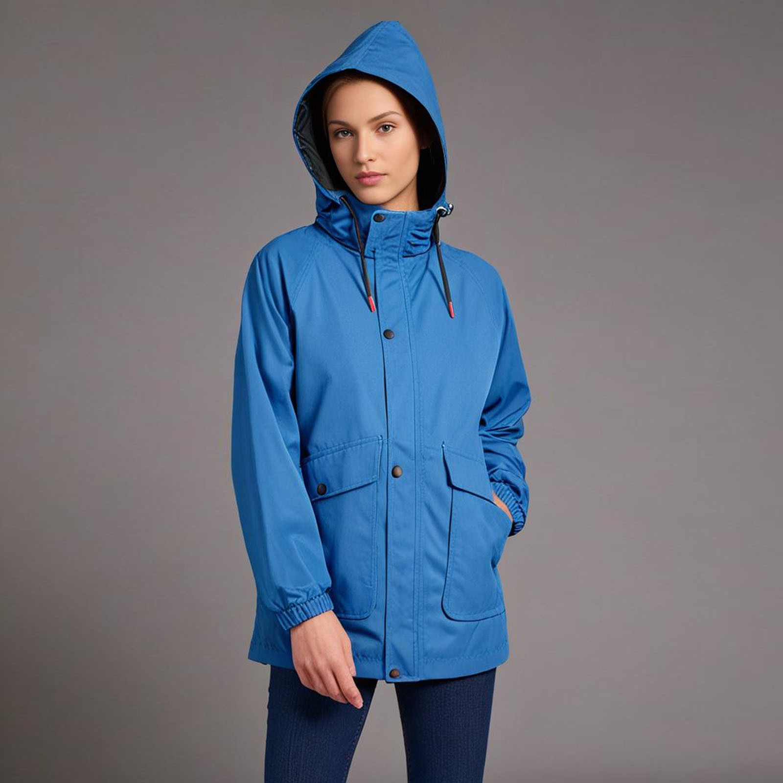 Oceanic Veil Oversized Style Hooded Raincoat Jacket