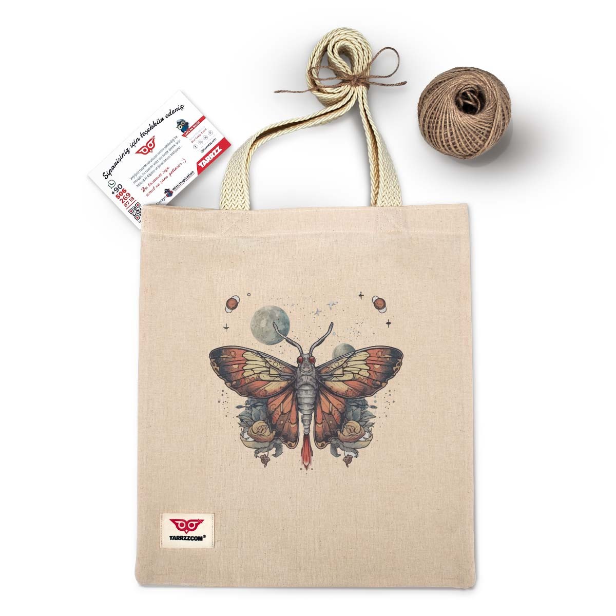 Natural Canvas Tote Bag Butterfly's Dream