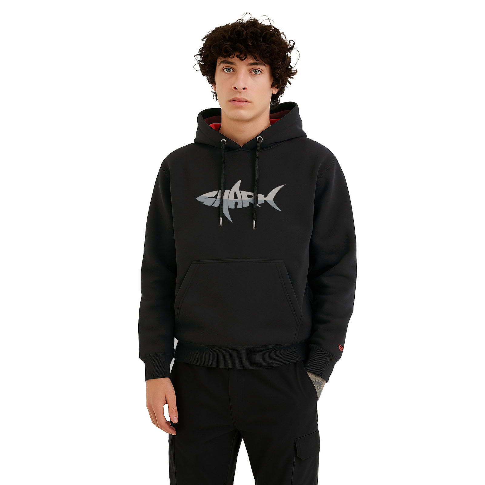 Köpekbalığı Gücü Tasarım Kapşonlu Sweatshirt