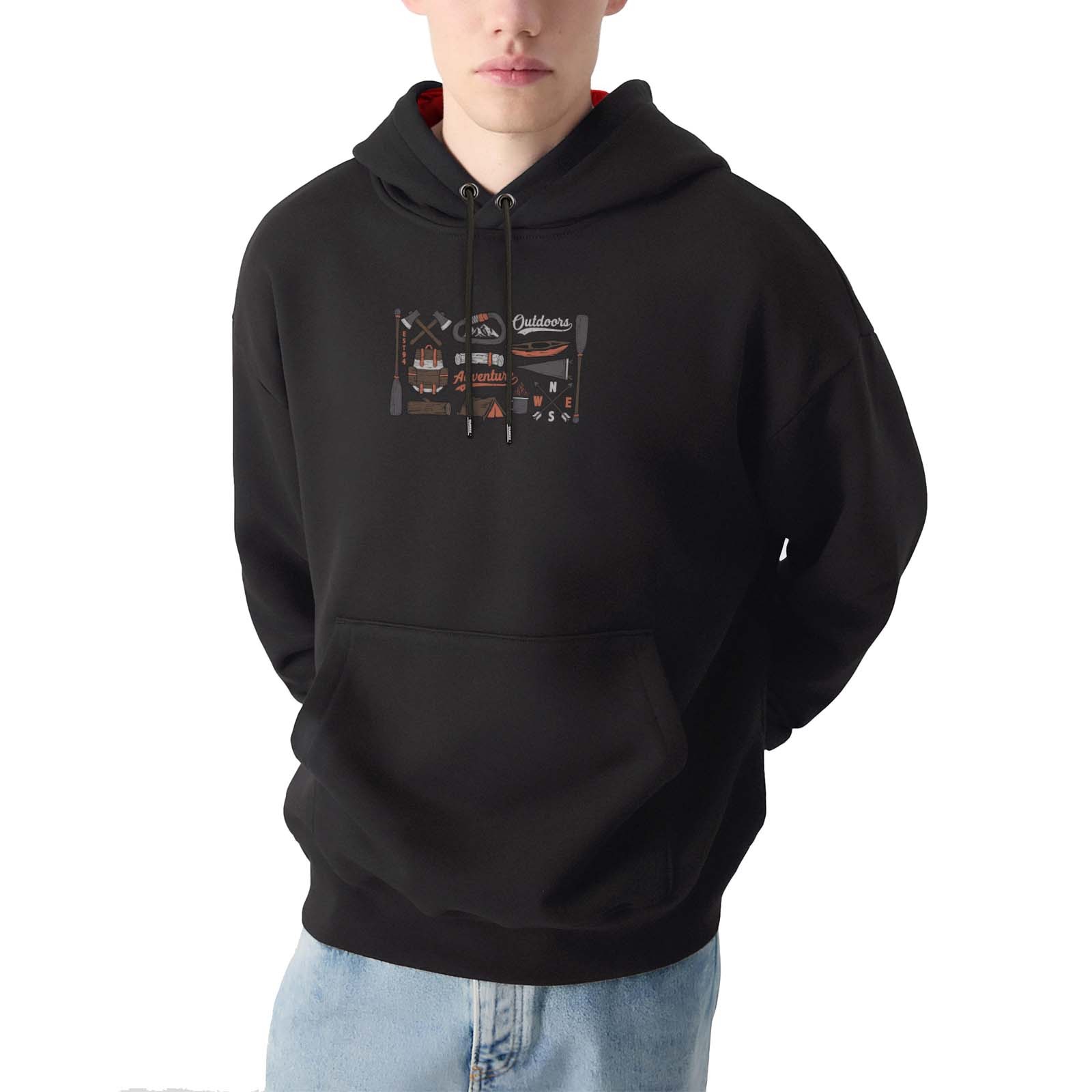 Outdoors Tasarım Kapşonlu Sweatshirt