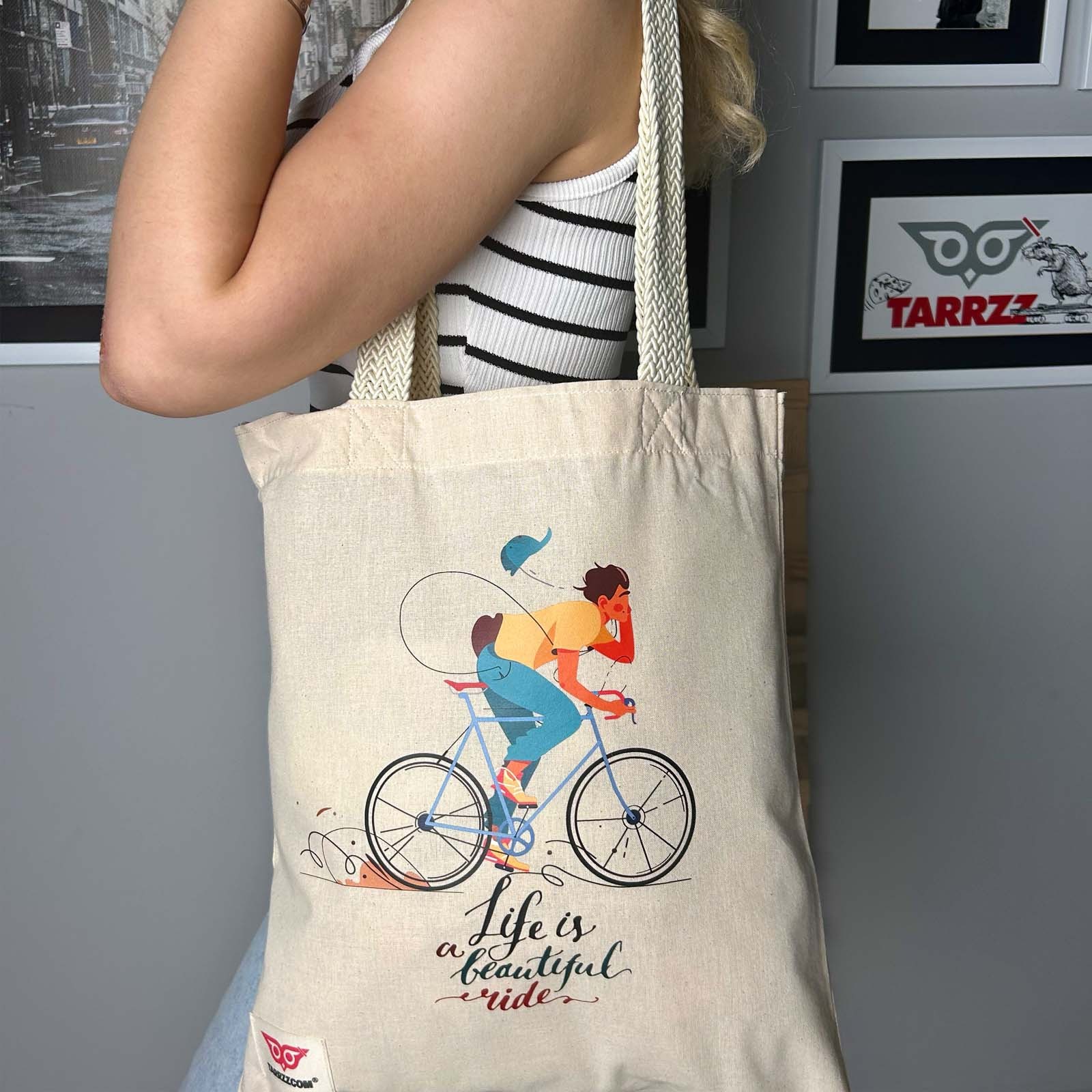 Ham Bez Çanta Tote Bag Bisiklet Sürüşü