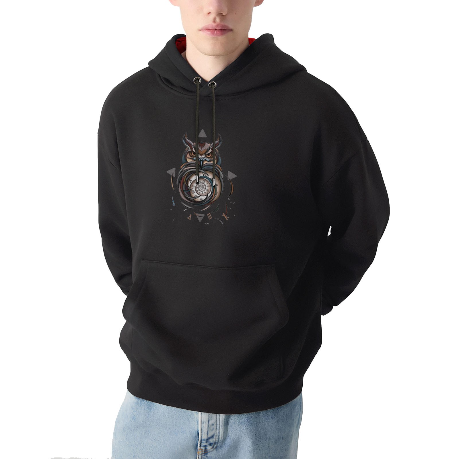 Baykuş Ve Zaman Tasarım Kapşonlu Sweatshirt