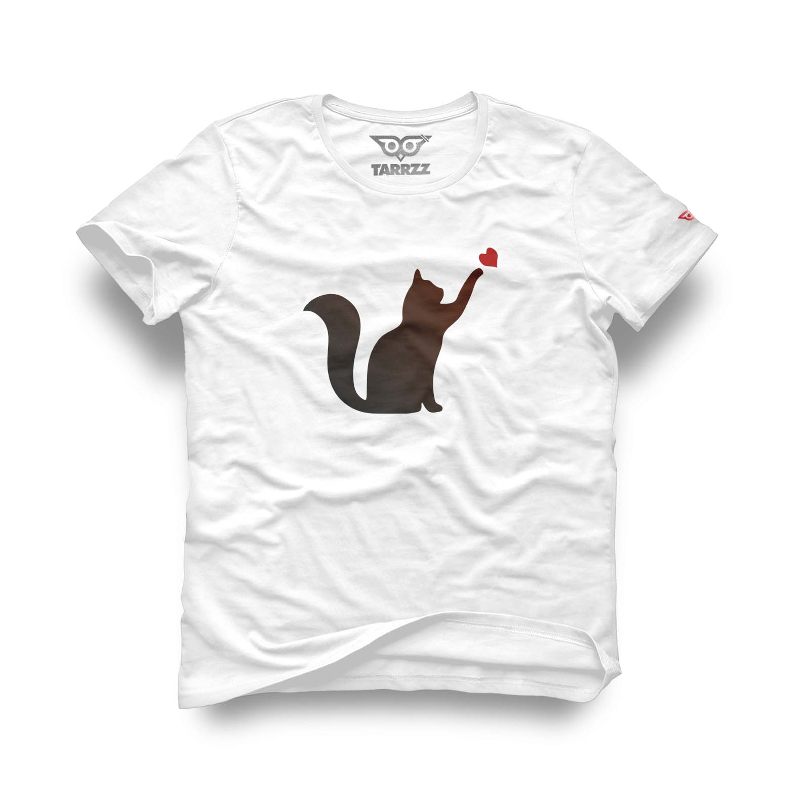 Outlet Kedi ve Kalp Tasarım Tişört