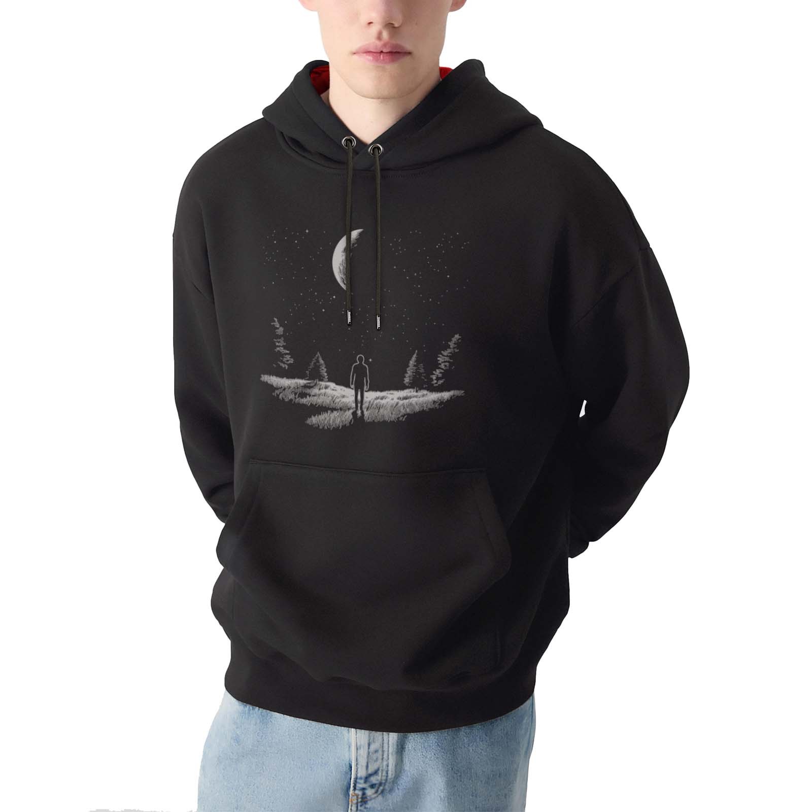 Gece ve Yıldızlar Tasarım Kapşonlu Sweatshirt