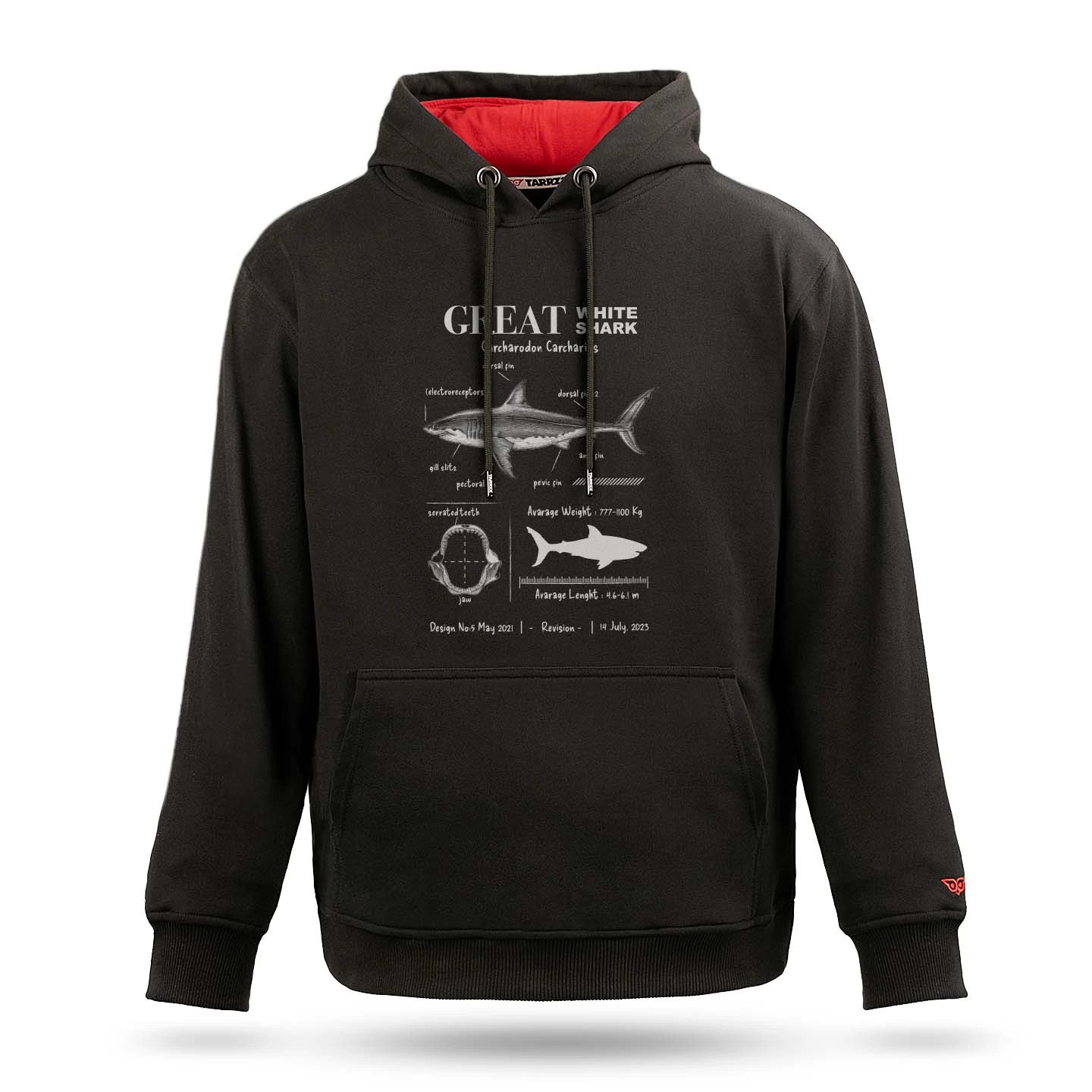 Outlet Anatomy Great White Shark Tasarım Kapşonlu Sweatshirt