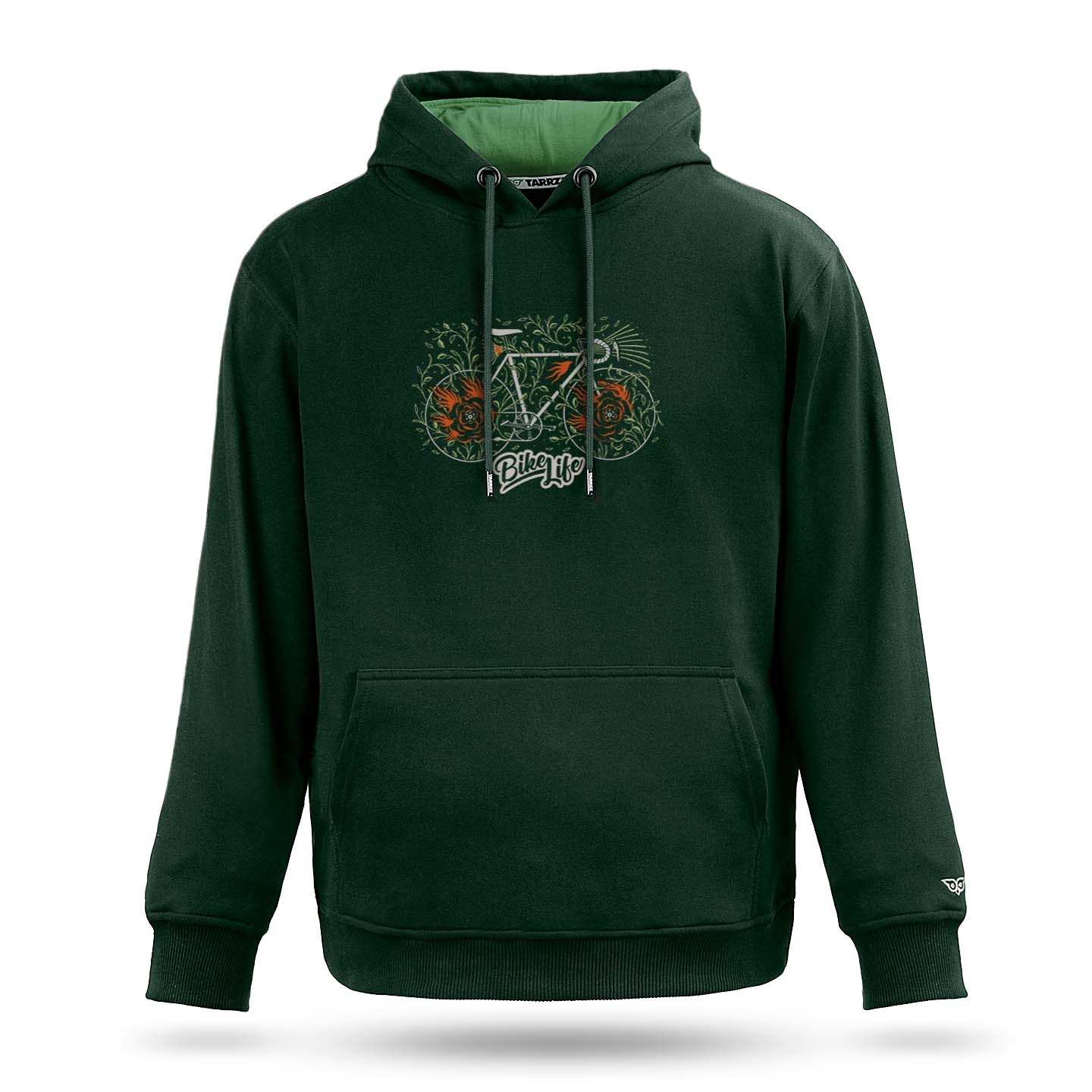 Bisiklet ve Yapraklar Tasarım Kapşonlu Sweatshirt