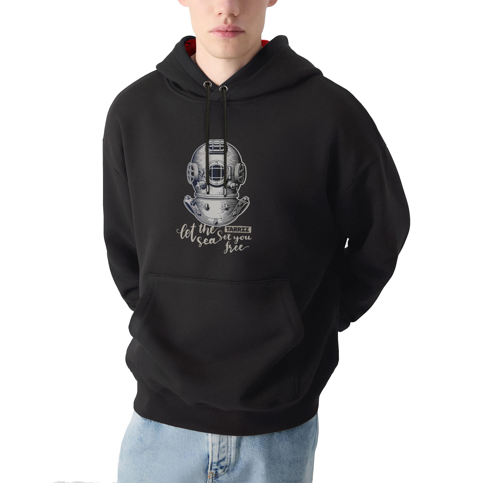 Antik Dalgıç Tasarım Kapşonlu Sweatshirt