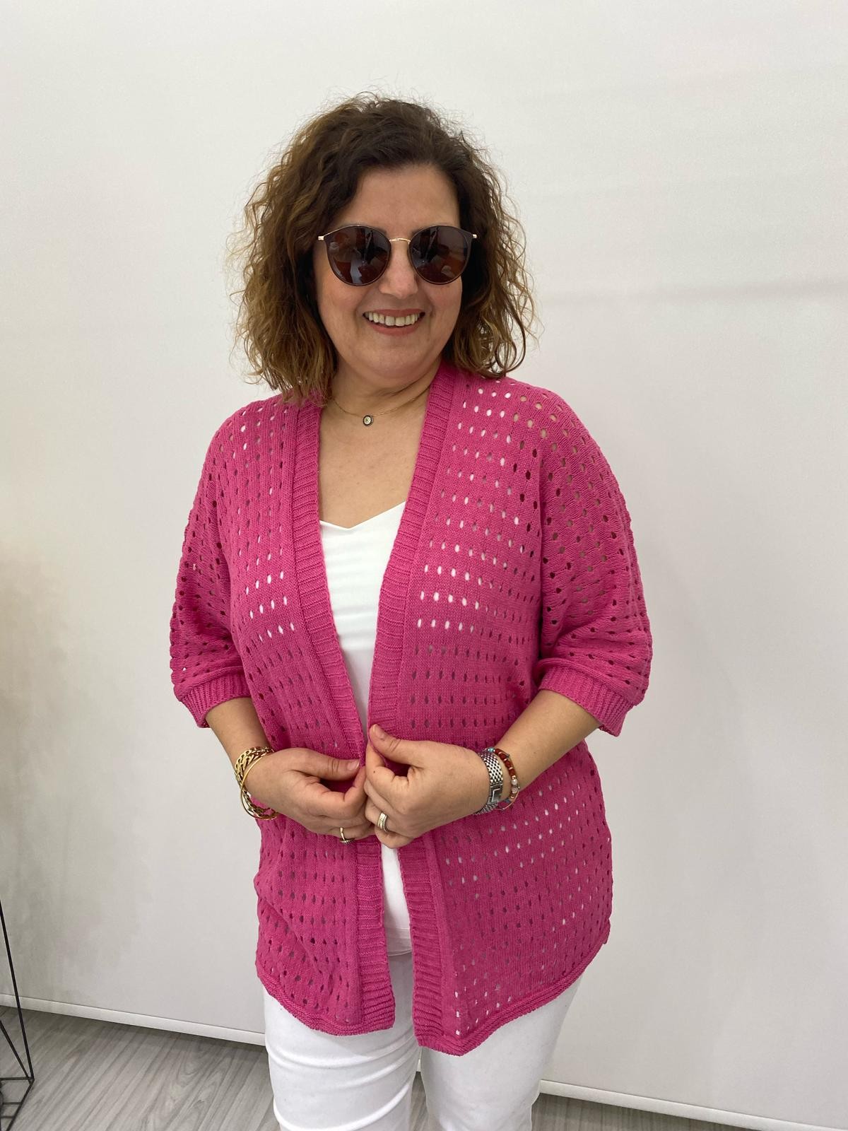 YAZLIK DELİK İŞİ HIRKA - PEMBE