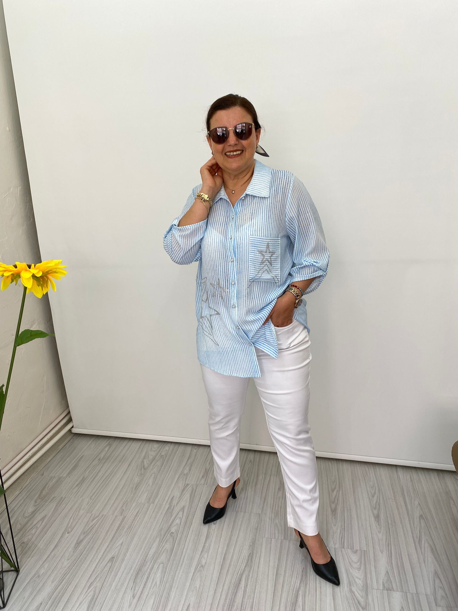 YILDIZLI İPEK BLUZ