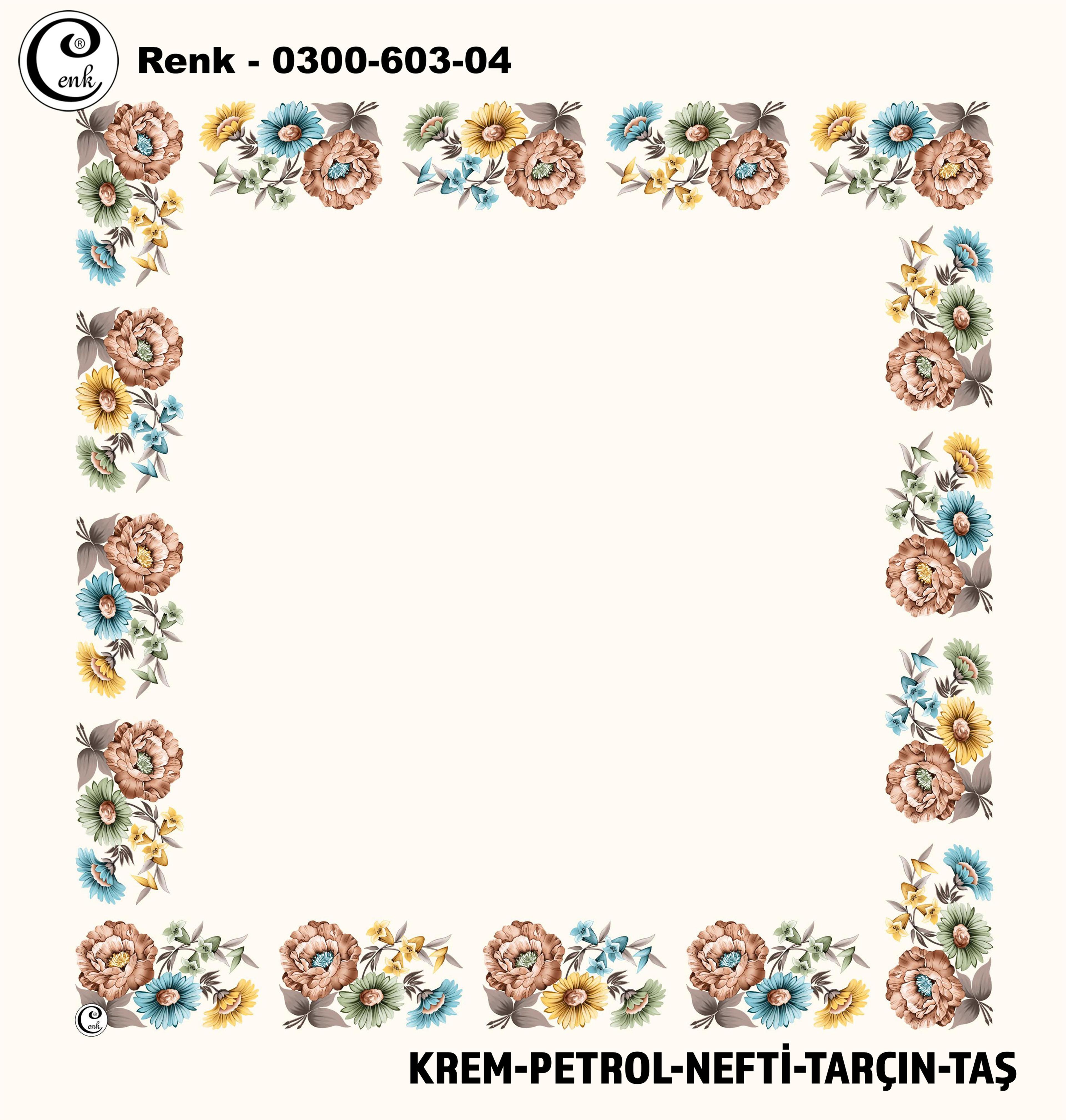 Cenk 100x100cm İçiboş Yazma - Desen 603 Renk No: 04