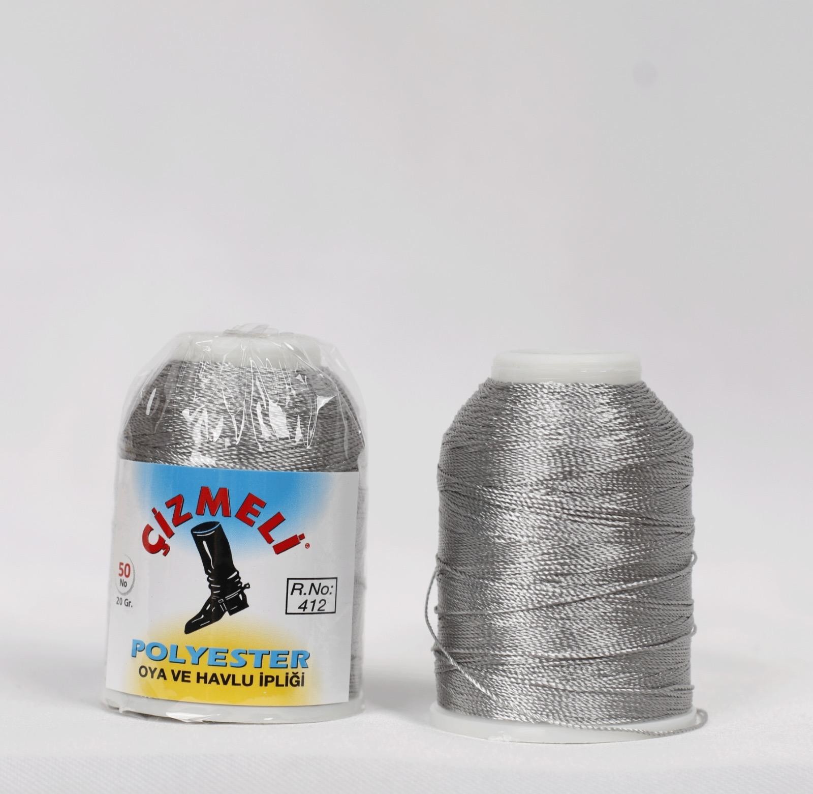 Çizmeli 20 Gram Oya İpi ( Reyyan Düz Yazma ) - 412 - R/95 Gri Açık