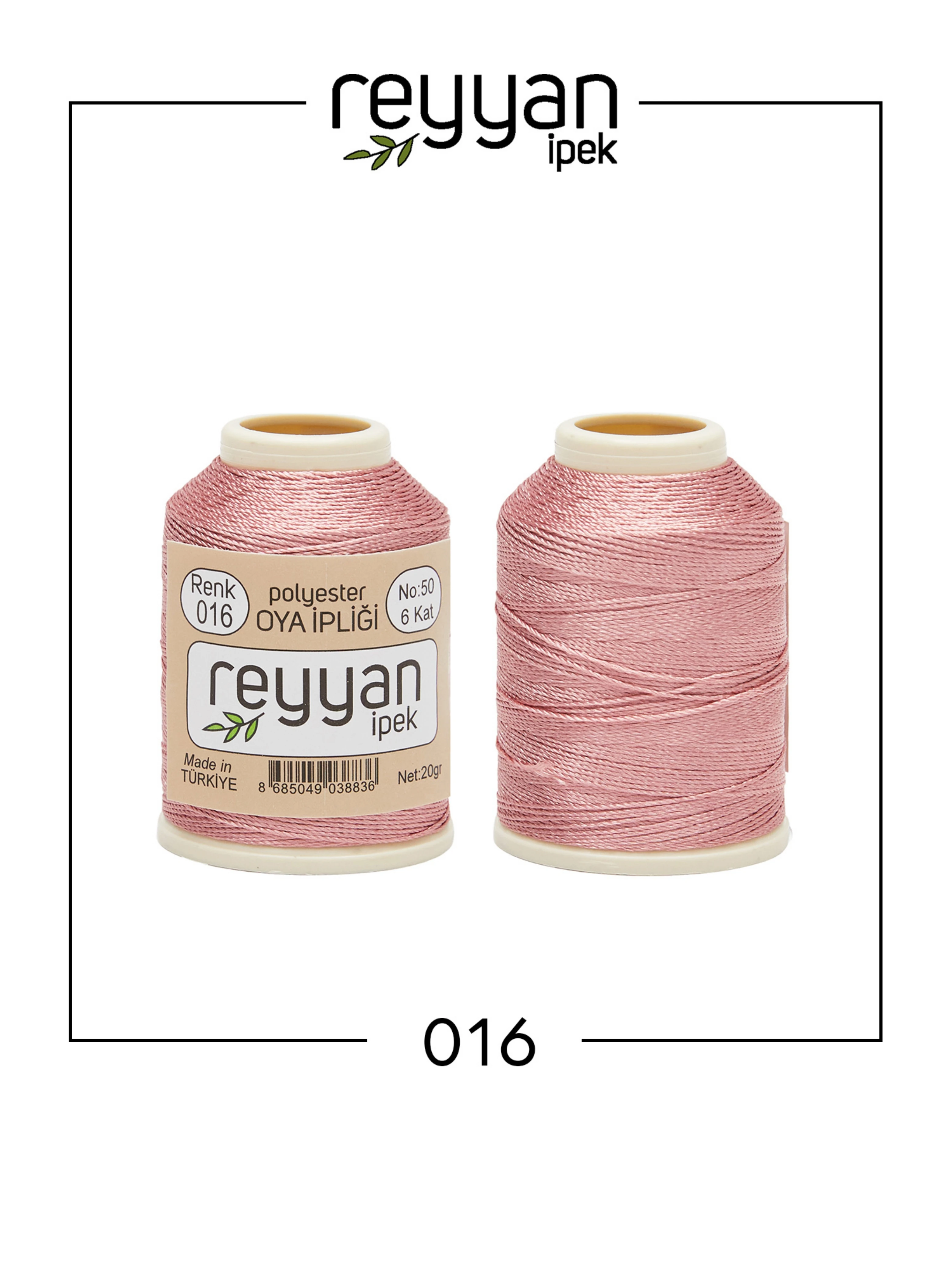 Reyyan İpek 20 Gram Polyester İplik KUTU (10 Adet) - 16 - Pudra Açık