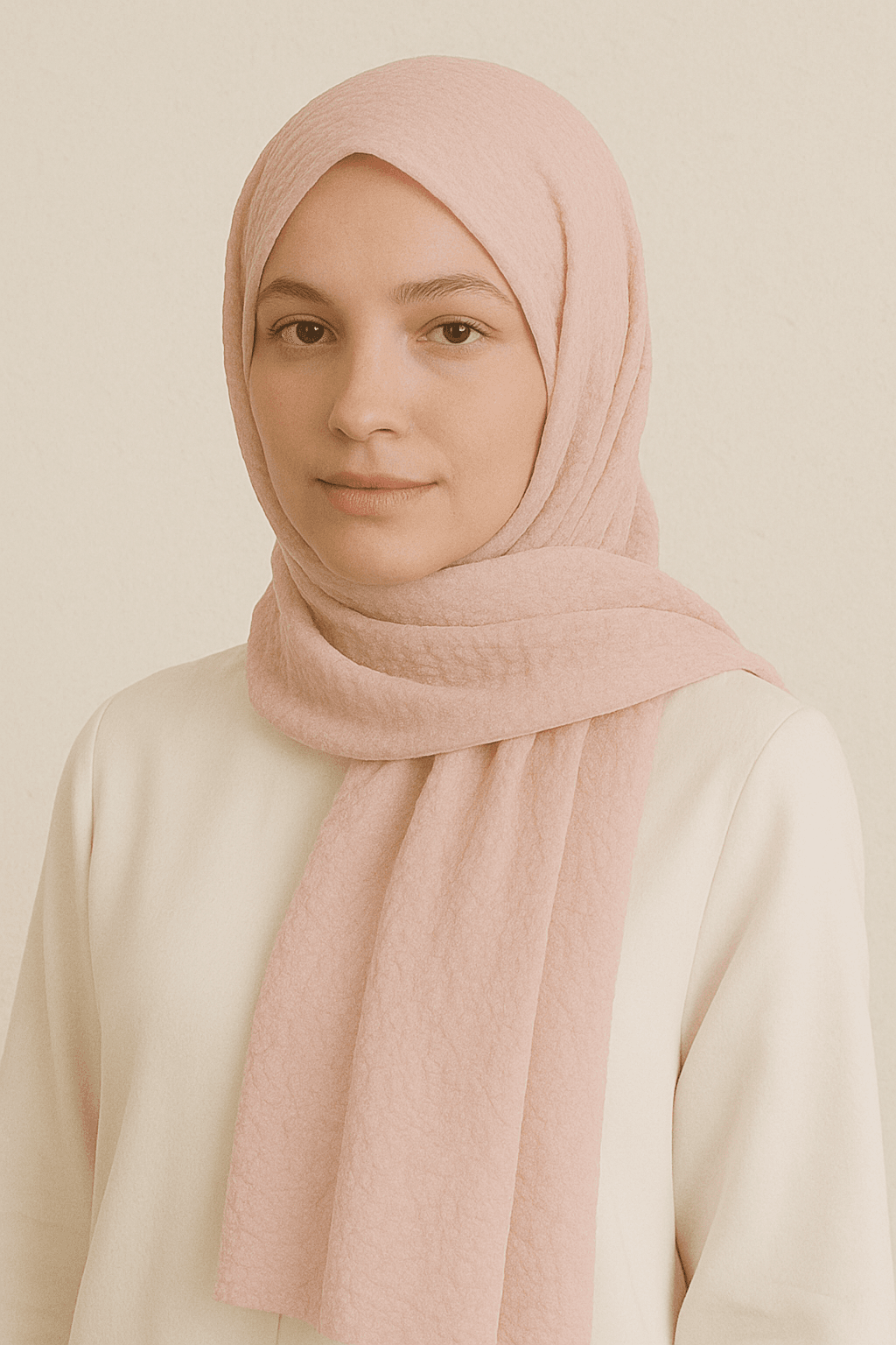 Eyfel Soft Krinkıl Şal - Açık Pudra