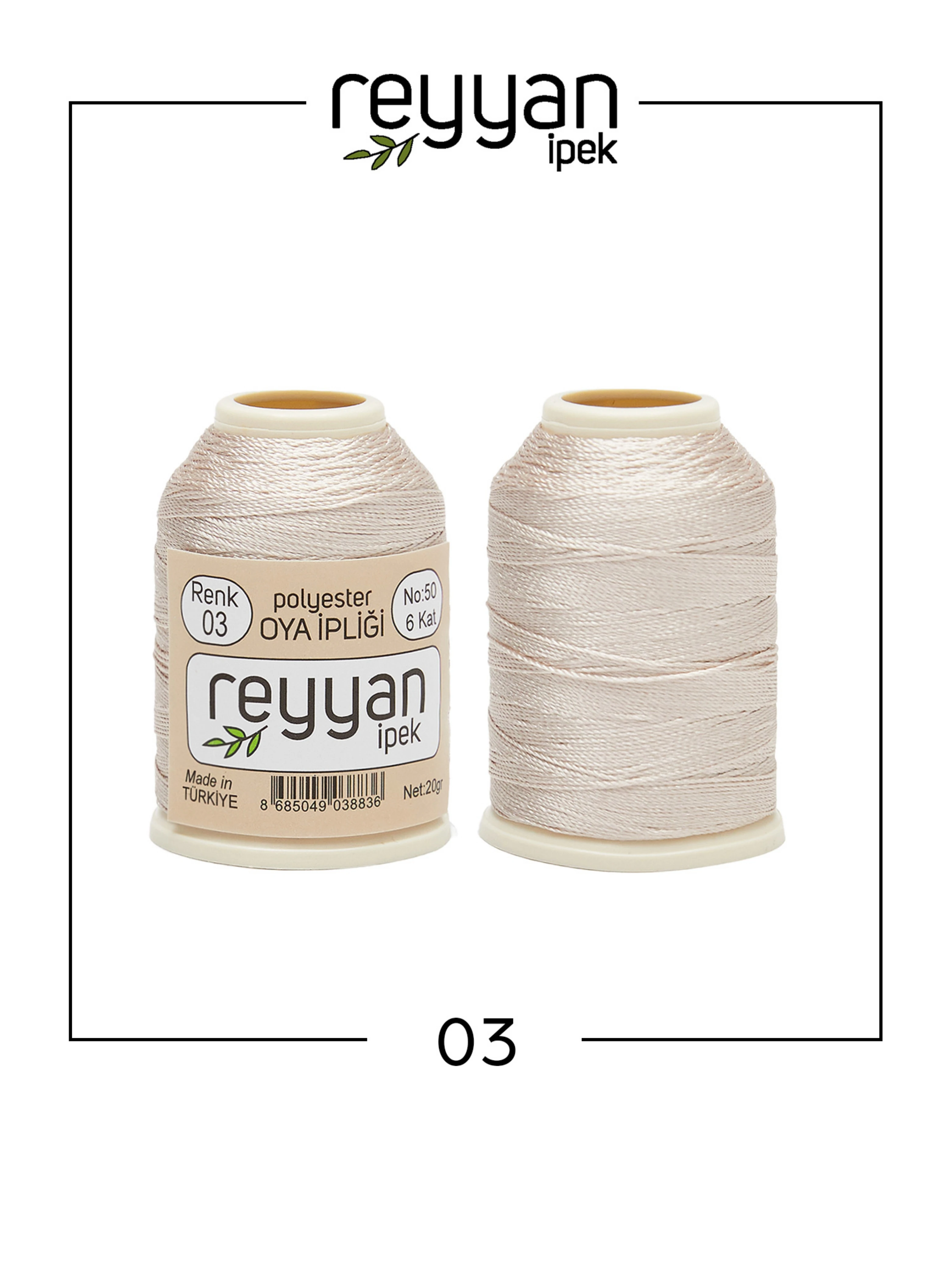 Reyyan İpek 20 Gram Polyester İplik KUTU (10 Adet) - 03 - Taş Açık