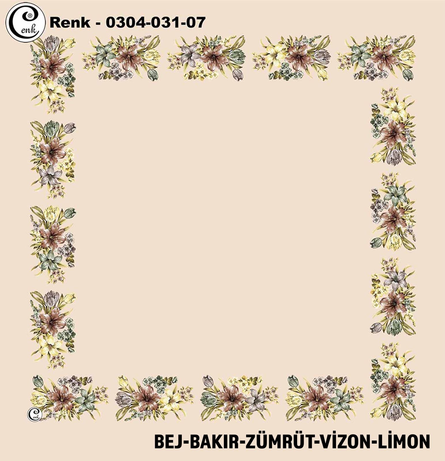 Cenk 90X90 İçiboş Yazma - Renk No: 031-07